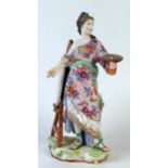 Mid 19th Century Meissen Style Figure of an Artist, blue cross marks incised, impressed number 12,