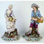 Pair of late 19th Century Continental Porcelain Figures of Musicians in the Meissen style probably
