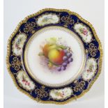 Royal Worcester Cabinet Plate of shaped circular form, decorated with apples and grapes, signed G.