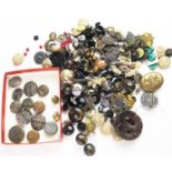 A Collection of Antique Buttons, including six banded agate, various cut steel, horn, military, a