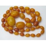 Baltic Amber Bead Necklace, largest bead 33x25mm, 33.5" (85cm), 87.2g