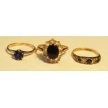 Two 9ct Gold Rings (sizes Q.5 and K, 4.8g) and plated ring