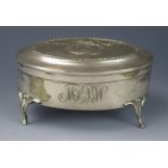 An Edward VII silver jewellery casket, maker William Comyns Sons, London, 1905, initialled, of