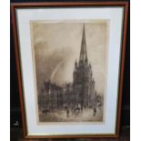 Charles Bird, St. Mary Redcliffe Bristol, pencil signed engraving published by Frost & Reed, Bristol