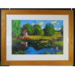 Dmitriy Proshkin, Landscape with pond, original oil, 125.5x96cm including glazed frame Dmitriy