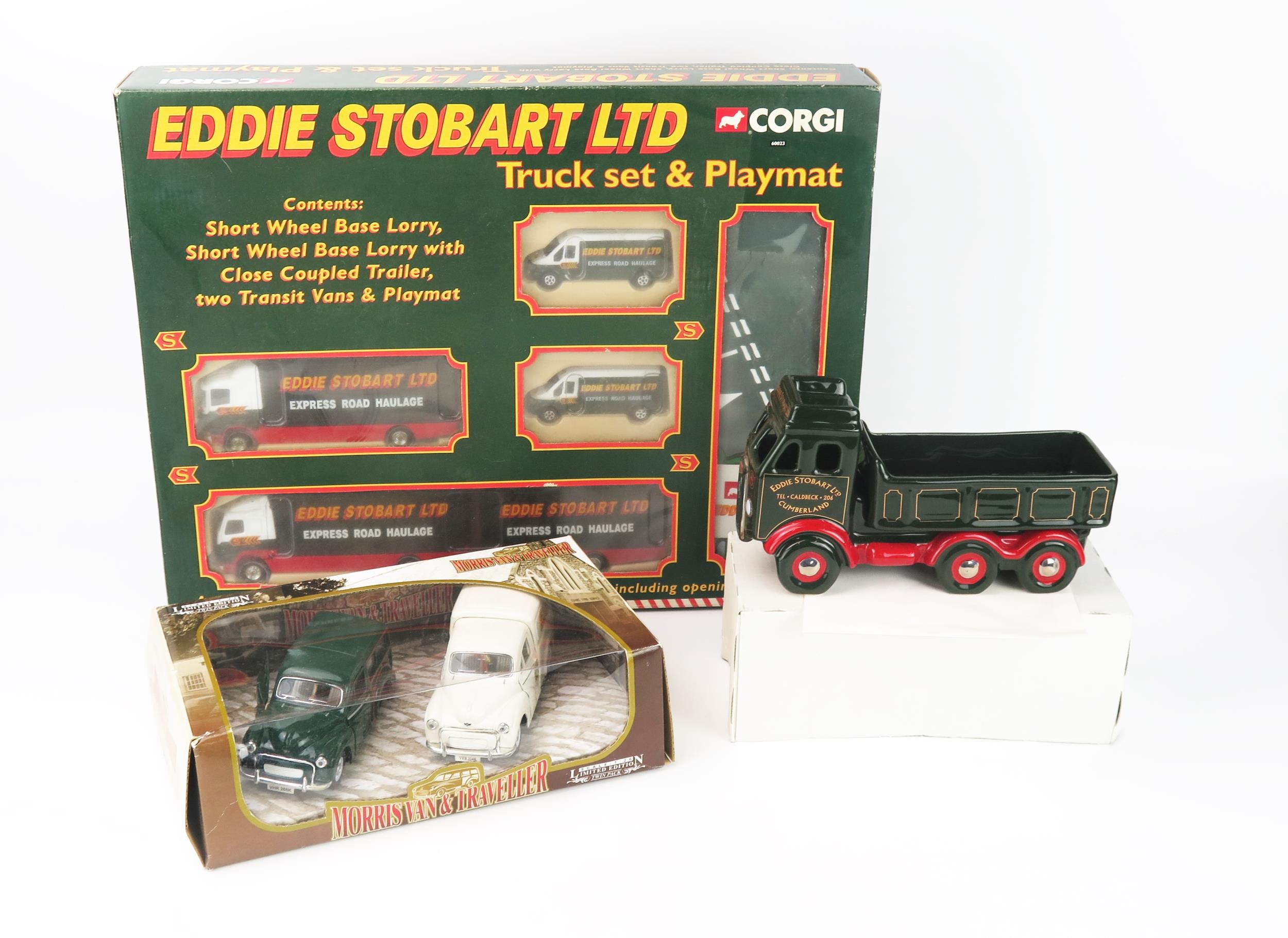 Corgi Eddie Stobart Set, Wade Ceramics Eddie Stobart and Morris Twin pack