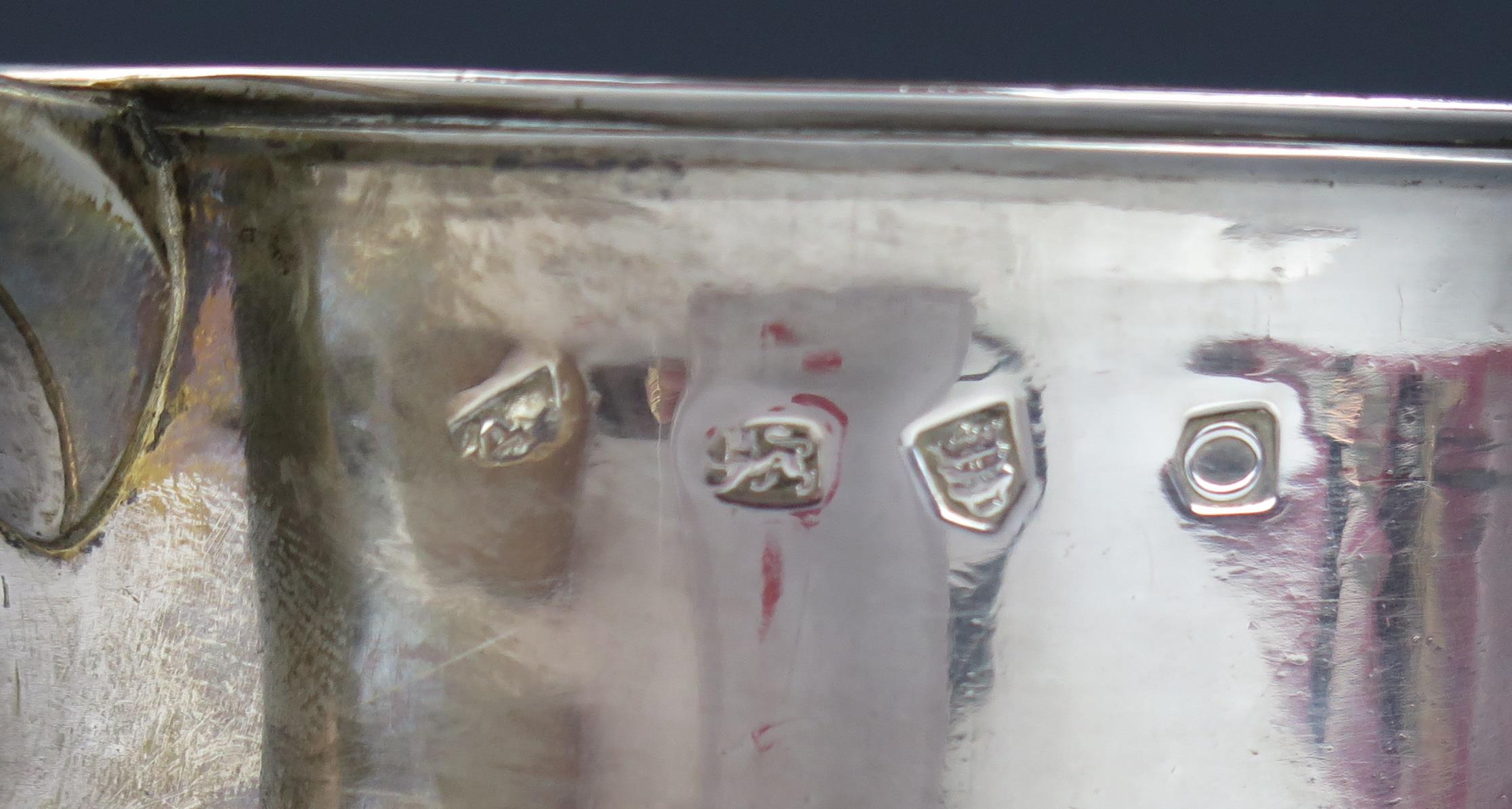 A George II silver twin handled loving cup, makers mark worn, London, 1729, initialled, with - Image 2 of 3