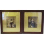 Pair of Formal Half Length Portraits of a Lady and Gentleman, 19th century English school,