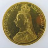 A Victorian Gold Â£5 1887 Jubilee Head Coin