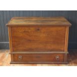A. late 18th century oak and elm mule chest, of rectangular outline, the hinged lid enclosing a