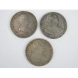 Two Spanish Charles IV Silver 8 Reales 1799 & 1808 and Ferdinand VII 8 reales 1812