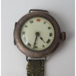 A ROLEX WWI Era Silver Cased Wristwatch, the 29.5mm case numbered 769819 / 6 and with import marks
