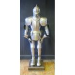 A replica late 15th/early 16th century full size steel suit of English armour, fully articulated and