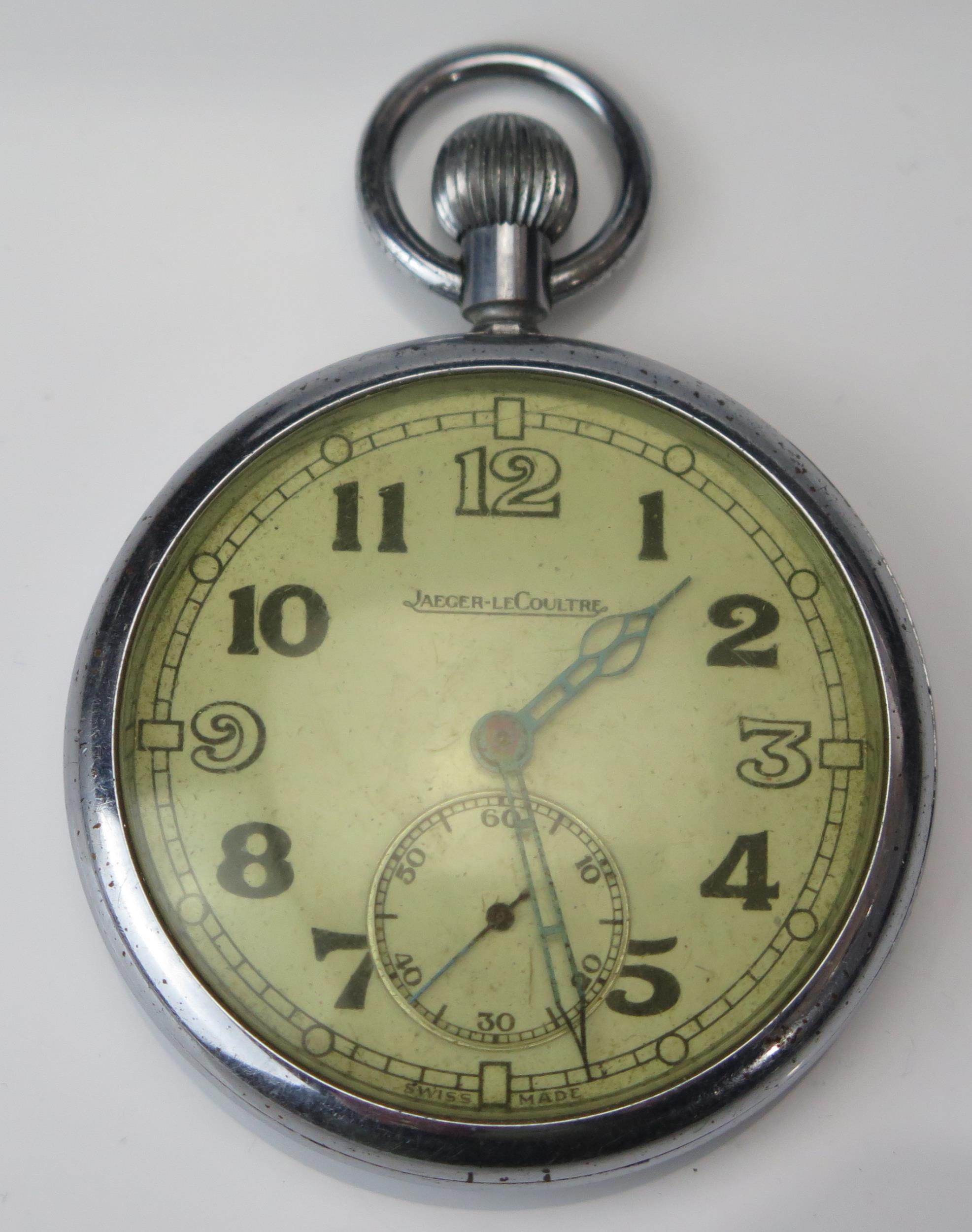 A Jaeger-LeCoultre Military Pocket Watch, the 51.5mm case with back marked with crows foot 6E/50