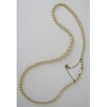 A 15.5" Graduated Pearl (untested) Necklace, the barrel clasp marked CIRO 9ct and with safety chain,