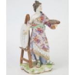 Mid 19th Century Meissen Style Figure of an Artist, blue cross marks incised, impressed number 12,