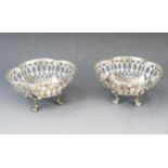 A pair of George V silver bon bon dishes, maker Wilson & Sharp, Birmingham, 1912, of lobed