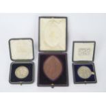Commemorative Bronze Medallion Sunday School Union Established 1808, Wyon fitted box 76x52mm, silver