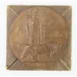 A World War One Death Plaque, to John Rosewarne, in original card case.