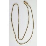 An Antique 16" 9ct Gold and untested Seed Pearl Necklace with barrel clasp (40cm), 2.8g