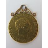 A George III Gold Sovereign 1820, pendant mount, 8.1g