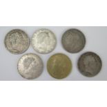 Six George III Silver Crowns _ 1819 x3,1822, gilt 1822 and one rubbed date