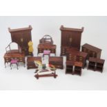 Dolls House Group of "Mahogany" bedroom furniture 1:12 Scale made by Dennis Brogden including