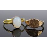 A Victorian 22ct Gold and Moonstone Ring (Birmingham hallmarks, maker WS, but date letter