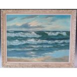 Gerard Lucas-Larsen (1911-1965), Waves Breaking on a Shore, oil on canvas, signed,. undated, framed,