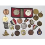 A collection of Royal commemorative medallions, Empire Day medallions, three stay-brite army