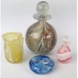 Gozo, a large variegated glass scent bottle and stopper, signed to the base Gozo Sta 55, 23cm