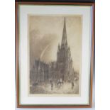 Charles Bird, St. Mary Redcliffe Bristol, pencil signed engraving published by Frost & Reed, Bristol