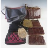 A Mulberry shoulder bag, a Fassbender imitation crocodile skin handbag, together with various purses
