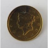 USA Gold 1 Dollar with pin mount