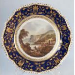 A Bloor Derby topographical plate, decorated with a view of Sidmouth from the cliffs towards Seaton,