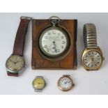 A 9ct Gold 25mm Cased Watch (11.1g gross, A/F), Ingersol gent's wristwatch (A/F), Montine gent's