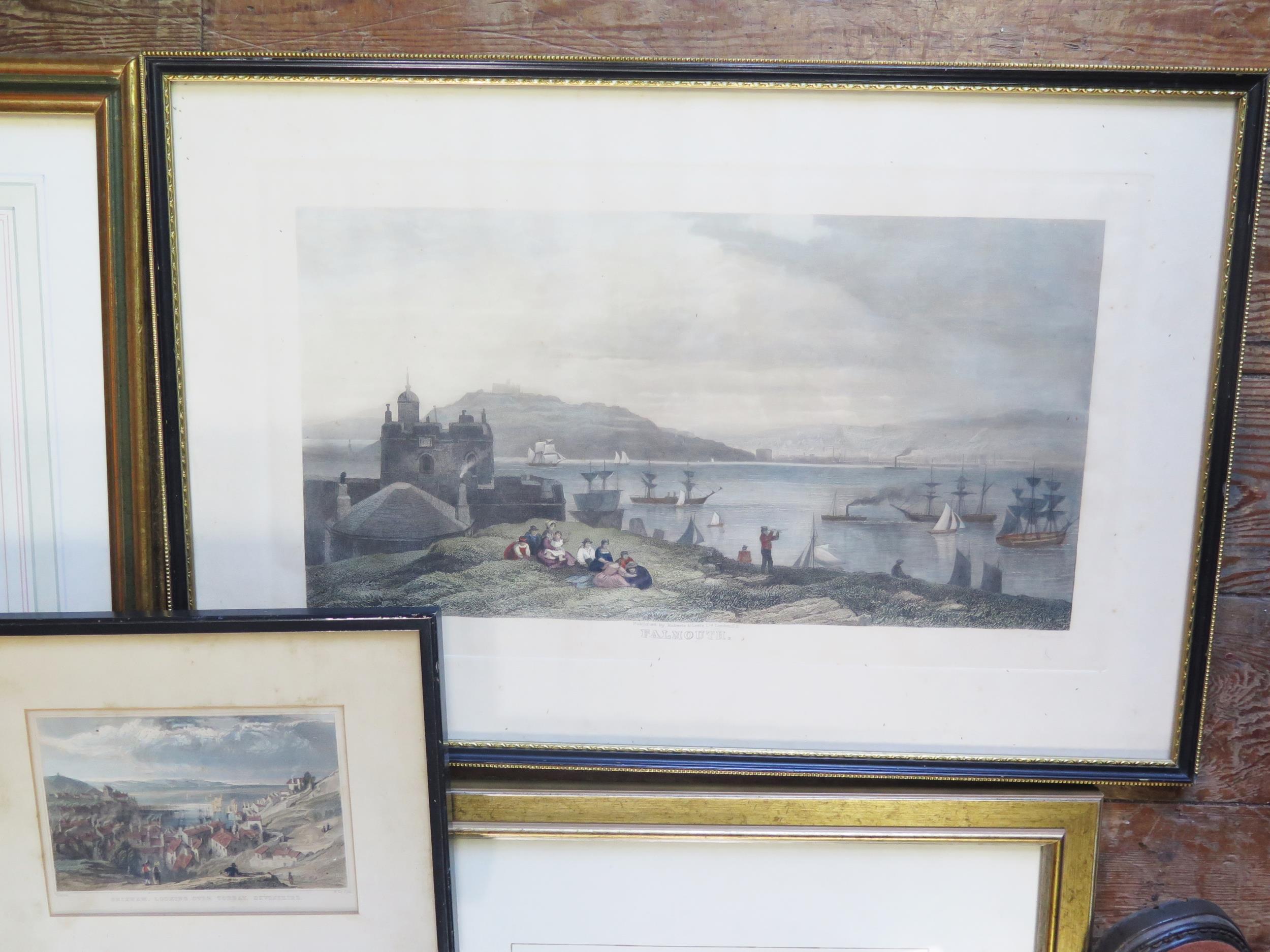 Eleven assorted polychrome engravings of Devon views, including Exmouth, Plymouth, Mount Edgcumbe - Image 3 of 4