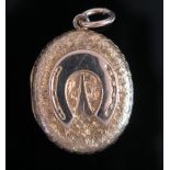 A Lucky Horseshoe Locket with unmarked gold front and back, 37mm drop, 8.3g