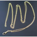 An 18ct Gold Guard Chain, 29" (74cm) with spring loaded clip, 26.8g