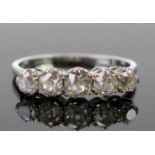 A Platinum and Diamond Five Stone Ring, the old cuts roughly estimated at 1.16ct, size Q, 3g