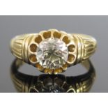 A Fine Victorian Gent's 18ct Gold and Diamond Solitaire Ring, the c. 7.3mm diamond estimated at 1.