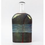 A Bertil Vallien, Kosta Boda variegated flask, signed to the base, No 500/1, 17.5cm high.