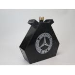 A repainted replica Mercedes Benz petrol can with brass can, 24cm high.