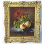 Victorian School, Still life fruit and bee, oil on canvas, relined, in gilt frame, unsigned33 x
