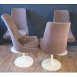 A set of four Lusch Erzeugris Gueridon swivel chairs, with chocolate brown covers and cushions
