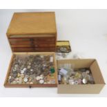 A Selection of Ladies Wristwatch Movements and Dials and six drawer unit