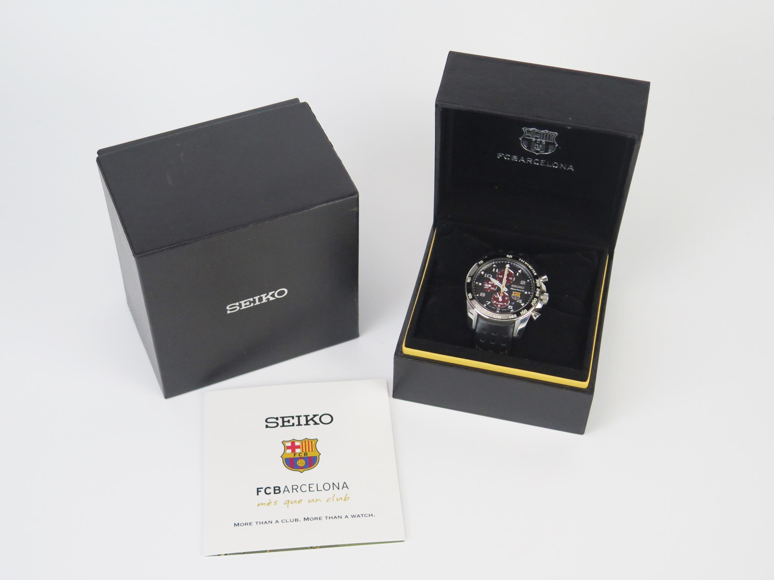 A Seiko Sportura FC Barcelona Chronograph Men's Watch limited edition, boxed. Appears barely worn - Image 2 of 2