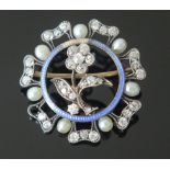 A Victorian Diamond and untested Pearl Forget-Me-Not Brooch with old and rose cut stones