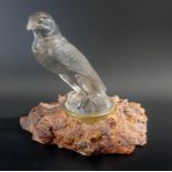 Rene Lalique a glass car mascot No 1124 "Falcon", molded R Lalique to the base, now mounted in a