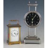 A French lacquered brass travelling carriage timepiece, with 5.5cm Roman dial, with lever platform